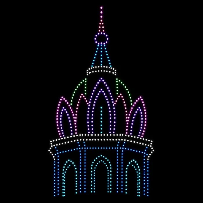Architectural Dome drone show figure made from glowing dots