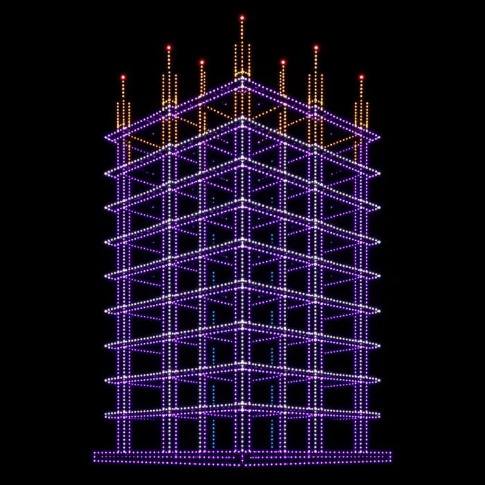 Building Framework drone show figure made from glowing dots