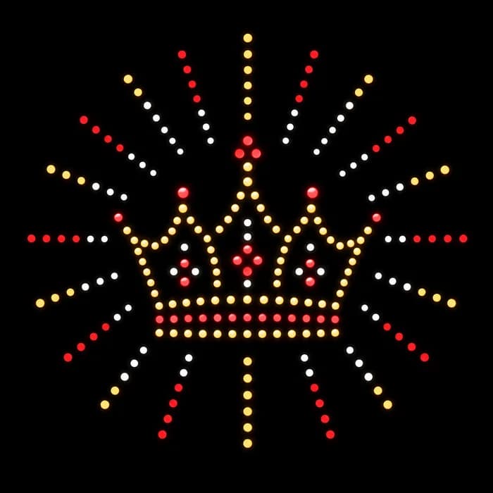 Queen Crown With Light Rays love drone show formation, 250 drones