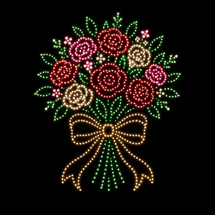 Bridal bouquet wedding drone show figure made from glowing dots